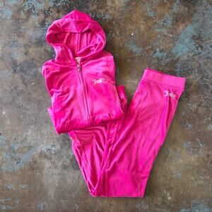 Juicy Couture Vintage Pink Velour Tracksuit Size M Hoodie Pants Bling Trashy Y2K